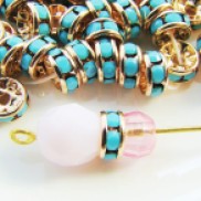 6mm turquoise rhinestone gold plate rondelle beads swarovski spacers