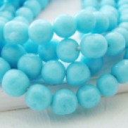 8mm soft aqua blue vintage glass baroque beads