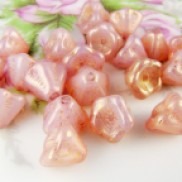 8x6mm lumi pink glass bell flower beads