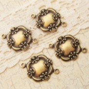 antiqued brass ox victorian floral frame connectors